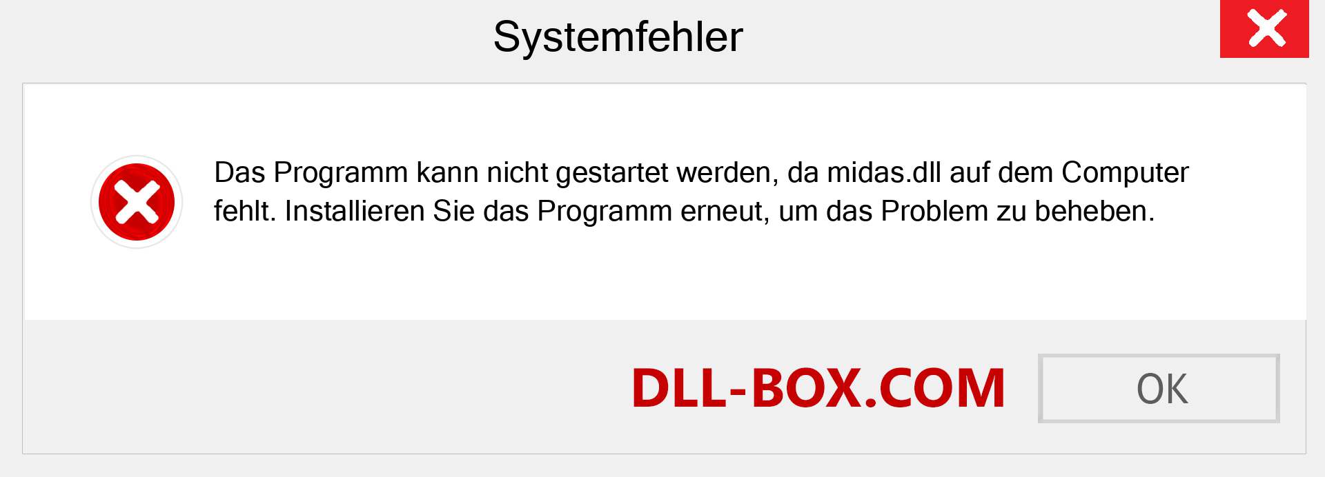 midas.dll-Datei fehlt?. Download für Windows 7, 8, 10 - Fix midas dll Missing Error unter Windows, Fotos, Bildern